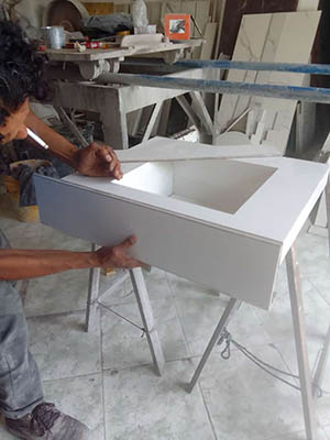 Fabricando Lavatorio em Porcelanato